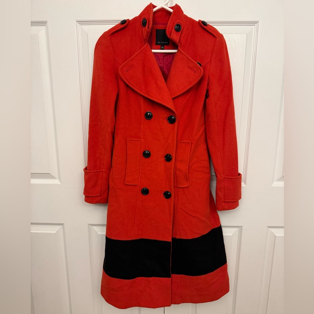 The Limited Red and Black Trench Coat